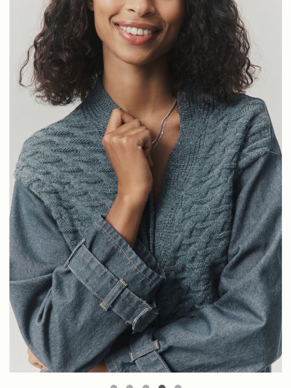 Pilcro Denim Mixed Media Cardigan Sweater - Picture 3 of 8